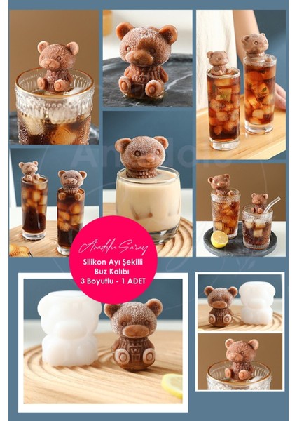 Pratik Silikon Ayı Şekilli Buz Kalıbı, 2 adet, 3D Karikatürlü, dayanıklı ve kullanışlı fiyatları