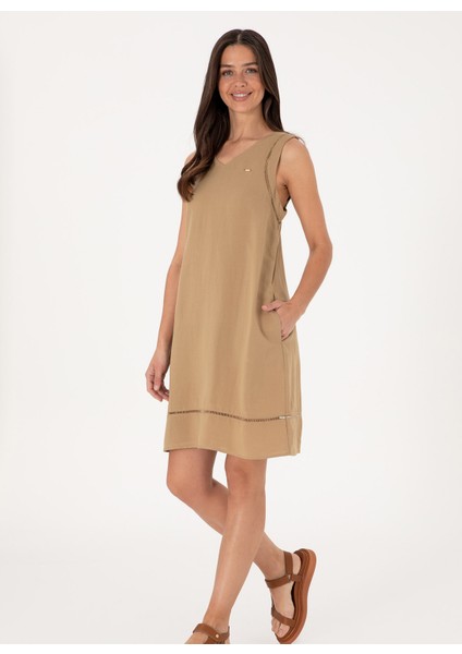 V Yaka Vizon Diz Üstü Kadın Elbise Monrey modelleri