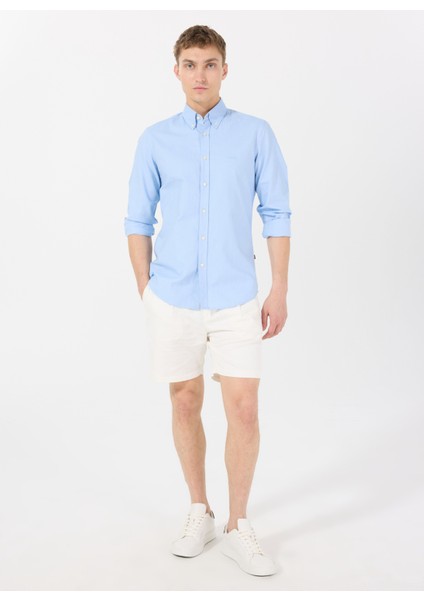 Regular Fit Gömlek Yaka Açık Mavi Erkek Gömlek Rickert_m fiyatları