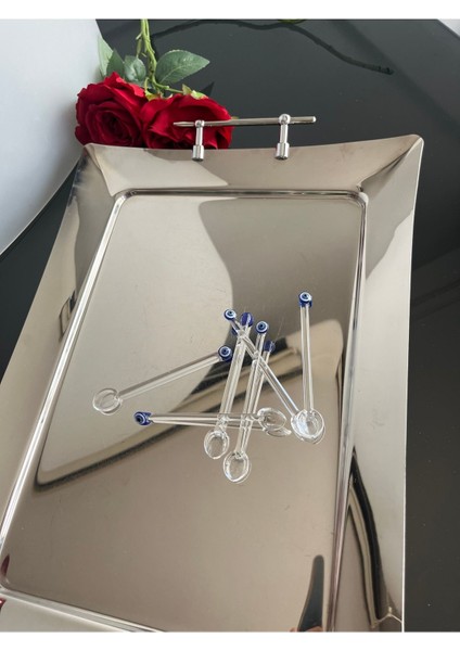 6'lı şık cam çay kaşığı takımı, zarif tasarım, paslanmaz çelik, 6 kişilik set modelleri