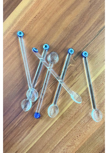 6'lı şık cam çay kaşığı takımı, zarif tasarım, paslanmaz çelik, 6 kişilik set