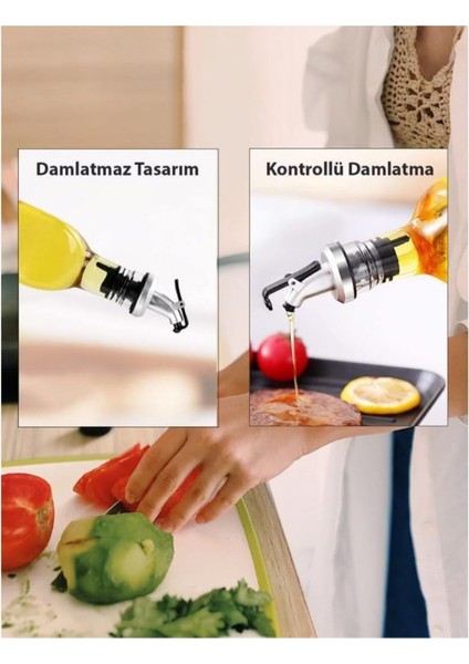 Cam şişe ucu tıpası, akıtmaz, yağlık ve sıvı şişe aparatı, 4'lü renk: siyah modelleri