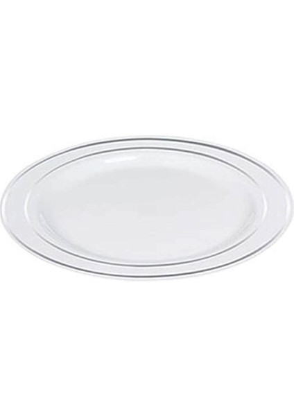 19cm Beyaz Yaldızlı Plastik Tabak 6'lı Set, şık ve kullanışlı servis tabağı paketi