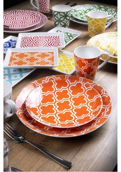 Renkli 24 Parça 6 Kişilik Porselen İkram Takımı, BPA Free, Şık ve kullanışlı. fiyatları