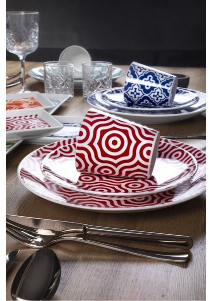 Renkli 24 Parça 6 Kişilik Porselen İkram Takımı, BPA Free, Şık ve kullanışlı. modelleri