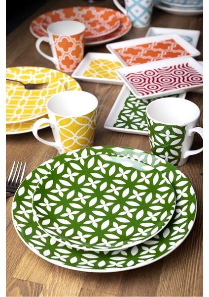 Renkli 24 Parça 6 Kişilik Porselen İkram Takımı, BPA Free, Şık ve kullanışlı. fırsatları