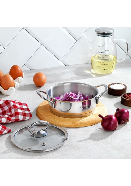 Mini çelik tencere seti 14cm, 2 parça, dayanıklı ve şık tasarım, 1,7 L, BPA free
