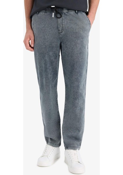 Yazlık Wide Leg Geniş Kalıp Beli Lastikli Geniş Paça Jean Kar Yıkamalı Pantolon F3904AX25SM