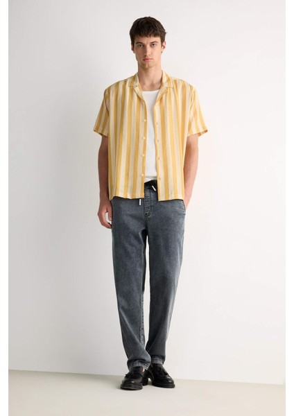 Yazlık Wide Leg Geniş Kalıp Beli Lastikli Geniş Paça Jean Kar Yıkamalı Pantolon F3904AX25SM fiyatları