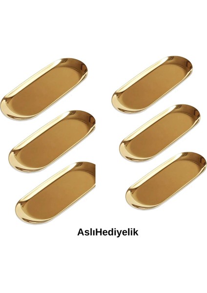 6'lı 23 cm Oval Gold Paslanmaz Çelik Çerezlik ve Sosluk Takımı