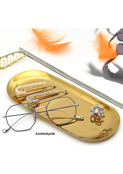 6'lı 23 cm Oval Gold Paslanmaz Çelik Çerezlik ve Sosluk Takımı modelleri