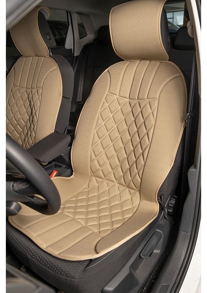 Hyundai İX20 Uyumlu Lüx Oto Koltuk Minderi Ön 2'li Set Elegance Bej Autogoodstore