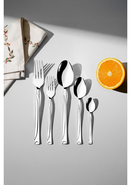 Şık 6 Kişilik 30 Parça Çatal Kaşık Seti, Gümüş Renk, Zarif ve Kullanışlı Tasarım