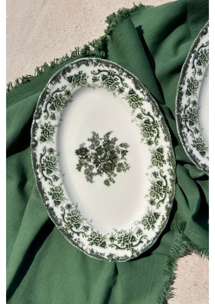 Yeşil 2'li 25 cm Porselen Kayık Sunum Seti, şık ve kullanışlı. Mikrodalga uyumlu. fiyatları