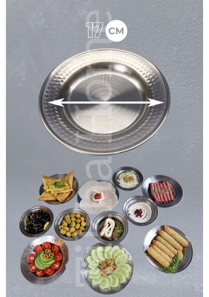 6'lı paslanmaz çelik dövme desenli kahvaltı tabağı, 17cm, BPA Free fiyatları