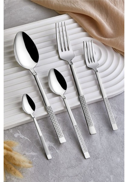 Paslanmaz Çelik 30 Parça Çatal Kaşık Bıçak Takımı, 12 Kişilik, Dayanıklı ve Şık Set