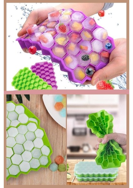 Petek Şeklinde Silikon Buz Kalıbı, Pratik ve Yapışmaz, 18x15 cm