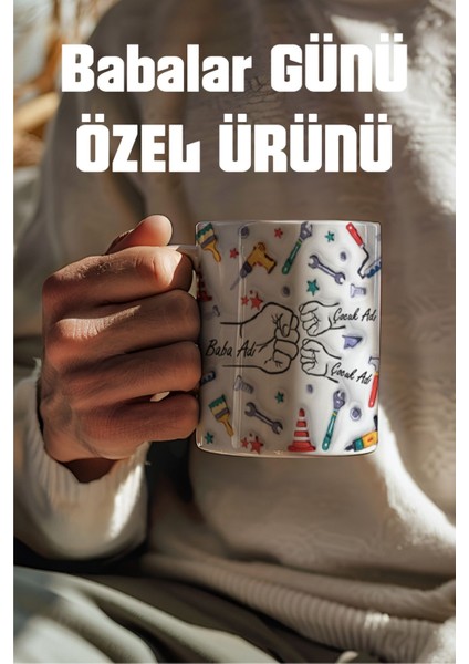 Babalar Gününe Özel 3D Kişileştirilmiş Baba ve Çocuklar Temalı Kupa