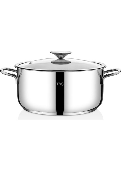 8 Parça Çelik Tencere Seti, İndüksiyon Tabanlı, Metal Sap, Gri, 6 L Hacim