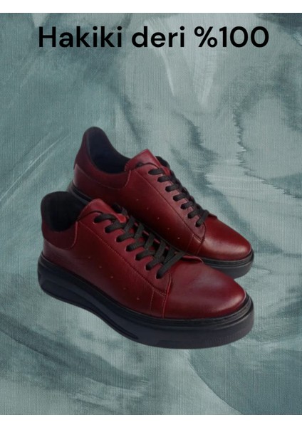 2485 Bordo Deri Spor Ayakkabı