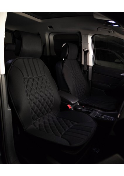 Volkswagen Transporter Uyumlu Lüx Oto Koltuk Minderi Ön 2'li Set Elegance Siyah Autogoodstore
