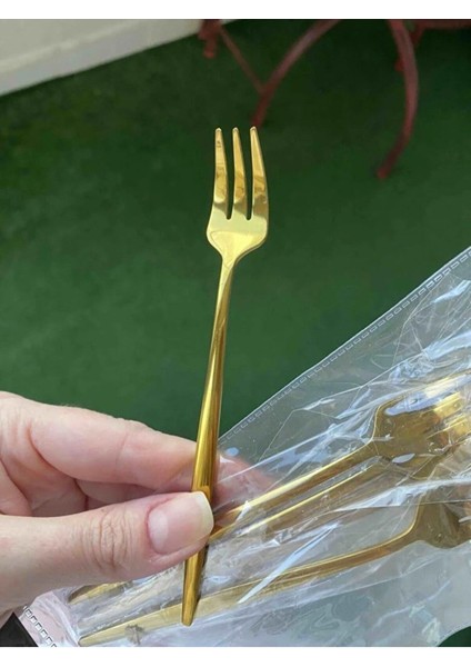6'lı mini altın renk paslanmaz çatal seti, 14 cm, şık ve dayanıklı tasarım indirimleri