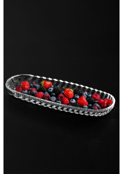 Şeffaf Cam Sunum Tabağı, 28 cm, Şık ve Kullanışlı, BPA Free, Çerez ve Servis İçin fiyatları