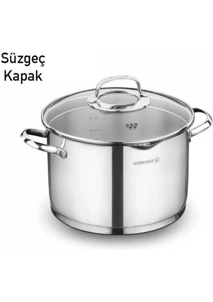 Derin 24x16 cm çelik tencere, 7L, indüksiyon uyumlu, dayanıklı mutfak gereci