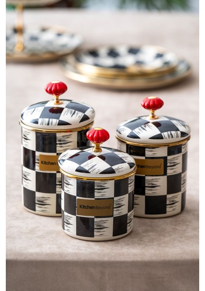 Emaye Çelik Kavanoz Seti 3 Parça, 250-499 ml, TR Menşei, Dayanıklı ve Şık Tasarım