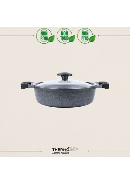 Gri Karnıyarık Tenceresi, Yapışmaz, Granit Dış ve İç, 26 cm, Dayanıklı ve Şık Tasarım