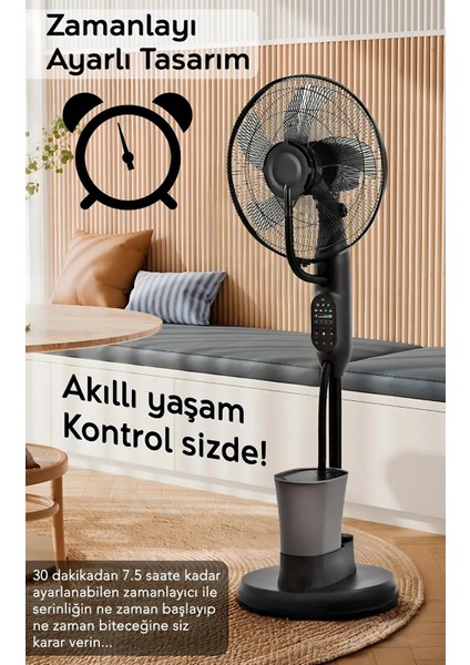 Buzlu Vantilatör Buharlı Nemlendirici Fan | Zaman Ayarlı | 2.8 Litre | 75° Oda Soğutucu | Dijital fırsatları