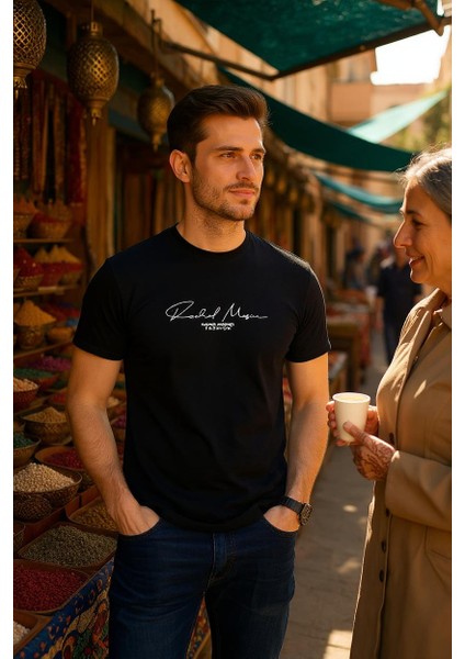 Erkek Slim Fit Enjeksiyon Baskılı Pamuklu T-Shirt modelleri