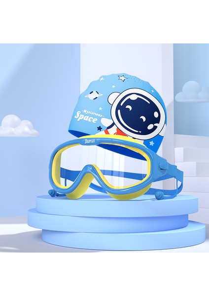 Çocuk Yüzme Gözlüğü Su Geçirmez Anti-Sis Yüksek Çözünürlüklü Büyük Çerçeve Yüzme Gözlükleri Erkek Kız Moda Yüzme Kap Seti Ekipmanları (Yurt Dışından)