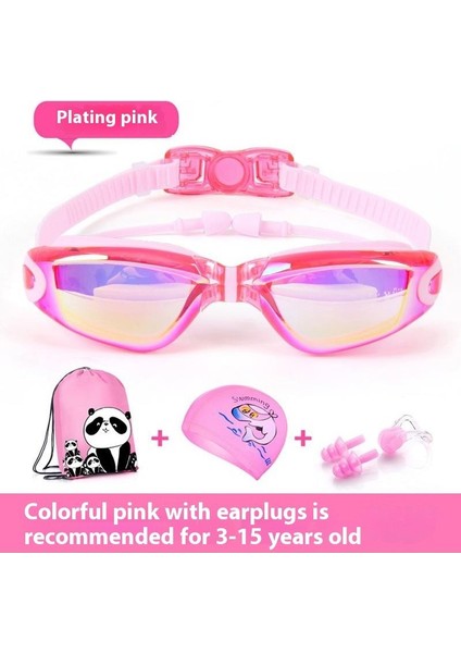 Çocuk Yüzme Gözlüğü Erkek Kız Yüzme Gözlüğü Yüzme Şapkası Seti Bebek Su Geçirmez Buğu Önleyici Yüzme Gözlükleri Yüzme Ekipmanları (Yurt Dışından)