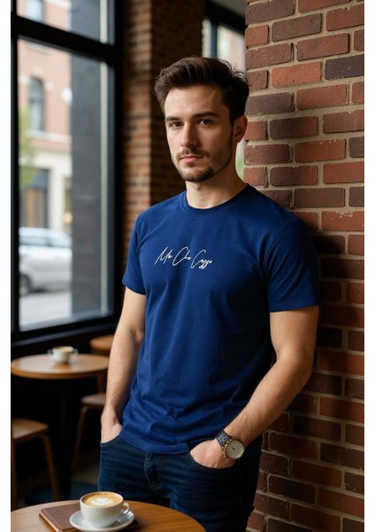 Erkek Slim Fit Enjeksiyon Baskılı Pamuklu T-Shirt