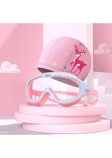 Çocuk Yüzme Gözlüğü Su Geçirmez Anti-Sis Yüksek Çözünürlüklü Büyük Çerçeve Yüzme Gözlükleri Erkek Kız Moda Yüzme Kap Seti Ekipmanları (Yurt Dışından)