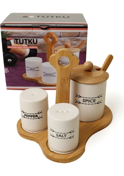 Bambu Standlı 3 Parça Baharat Seti Tutku 1421