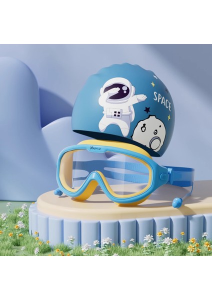 Çocuk Su Geçirmez Buğu Önleyici Yüzme Gözlüğü Yüzme Şapkası Seti Yüzme Özel Ekipmanı (Yurt Dışından)