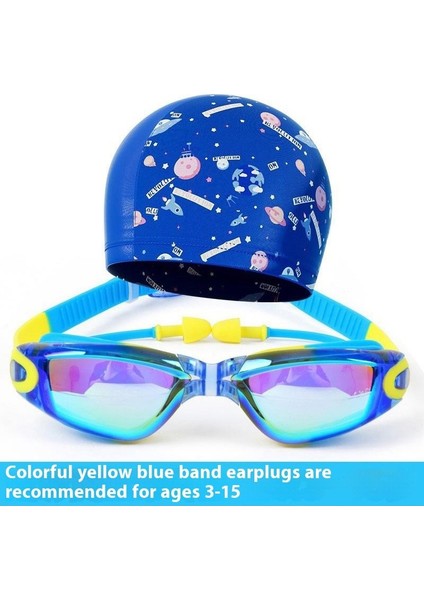 Çocuk Yüzme Gözlüğü Erkek Kız Yüzme Gözlüğü Yüzme Şapkası Seti Bebek Su Geçirmez Buğu Önleyici Yüzme Gözlükleri Yüzme Ekipmanları (Yurt Dışından)