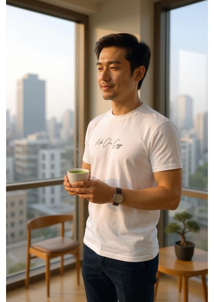 Erkek Slim Fit Enjeksiyon Baskılı Pamuklu T-Shirt indirimleri