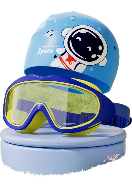 Çocuk Yüzme Gözlüğü Yüzme Şapkası Erkek Kız Yüzme Gözlükleri Su Geçirmez Buğu Önleyici Hd Büyük Çerçeve Dalış Gözlüğü Profesyonel (Yurt Dışından)