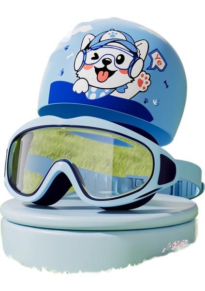 Çocuk Yüzme Gözlüğü Yüzme Şapkası Erkek Kız Yüzme Gözlükleri Su Geçirmez Buğu Önleyici Hd Büyük Çerçeve Dalış Gözlüğü Profesyonel (Yurt Dışından)