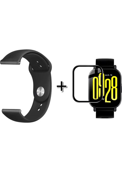 Xiaomi Redmi Watch 5 Active ile Uyumlu Silikon Kordon Kayış + Ekran Koruma Filmi - FC875