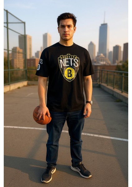 Erkek Oversize Nets Baskılı Pamuklu T-Shirt fırsatları