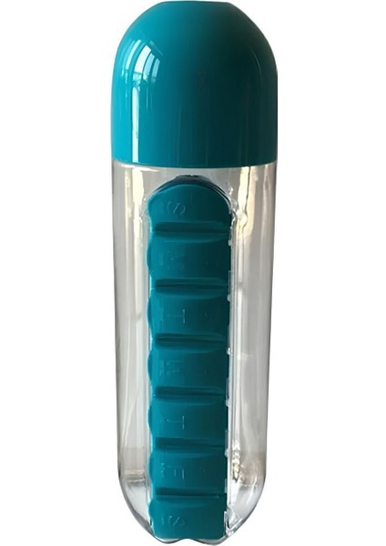 600 ml Mavi Şişe ve 7 Günlük Organizer, Plastik, Sağlam ve Şık Tasarım