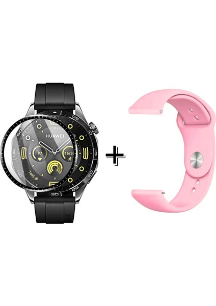 Huawei Watch Gt4 46 mm ile Uyumlu Silikon Kordon Kayış + Ekran Koruma Filmi - FC875