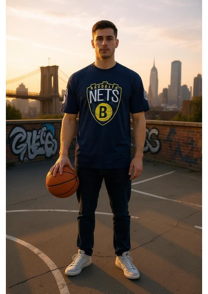 Erkek Oversize Nets Baskılı Pamuklu T-Shirt fiyatları
