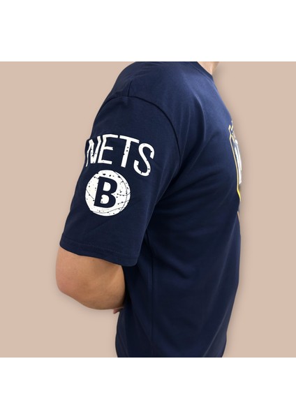 Erkek Oversize Nets Baskılı Pamuklu T-Shirt modelleri