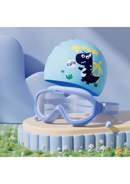 Çocuk Su Geçirmez Buğu Önleyici Yüzme Gözlüğü Yüzme Şapkası Seti Yüzme Özel Ekipmanı (Yurt Dışından)