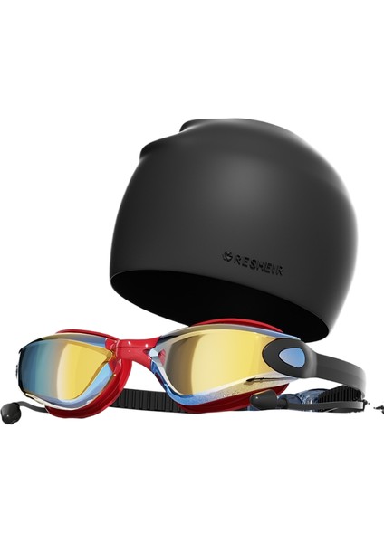 Hd Buğu Önleyici Su Geçirmez Yüzme Gözlüğü Yüzme Şapkası Seti (Yurt Dışından)